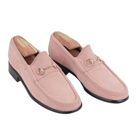 pink gucci suede loafter|Gucci lace up loafers.